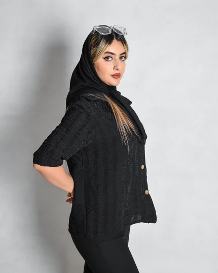 1001651 شومیز 777 مشکی کوک دوزی (2)